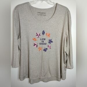 Life Is Good (Sz XXXL) Beige & Multicolored Graphic Cotton Blend LS Crusher Tee